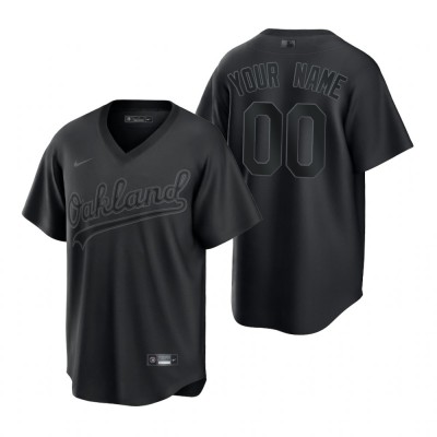 Oakland Athletics Custom Nike Men's MLB Black Pitch Black Fashion Jersey